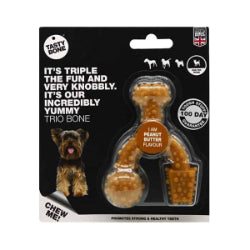 Tastybone - Os Trio à Saveur de Beurre d'Arachide - Jouet à Mâcher en Nylon pour Chiens