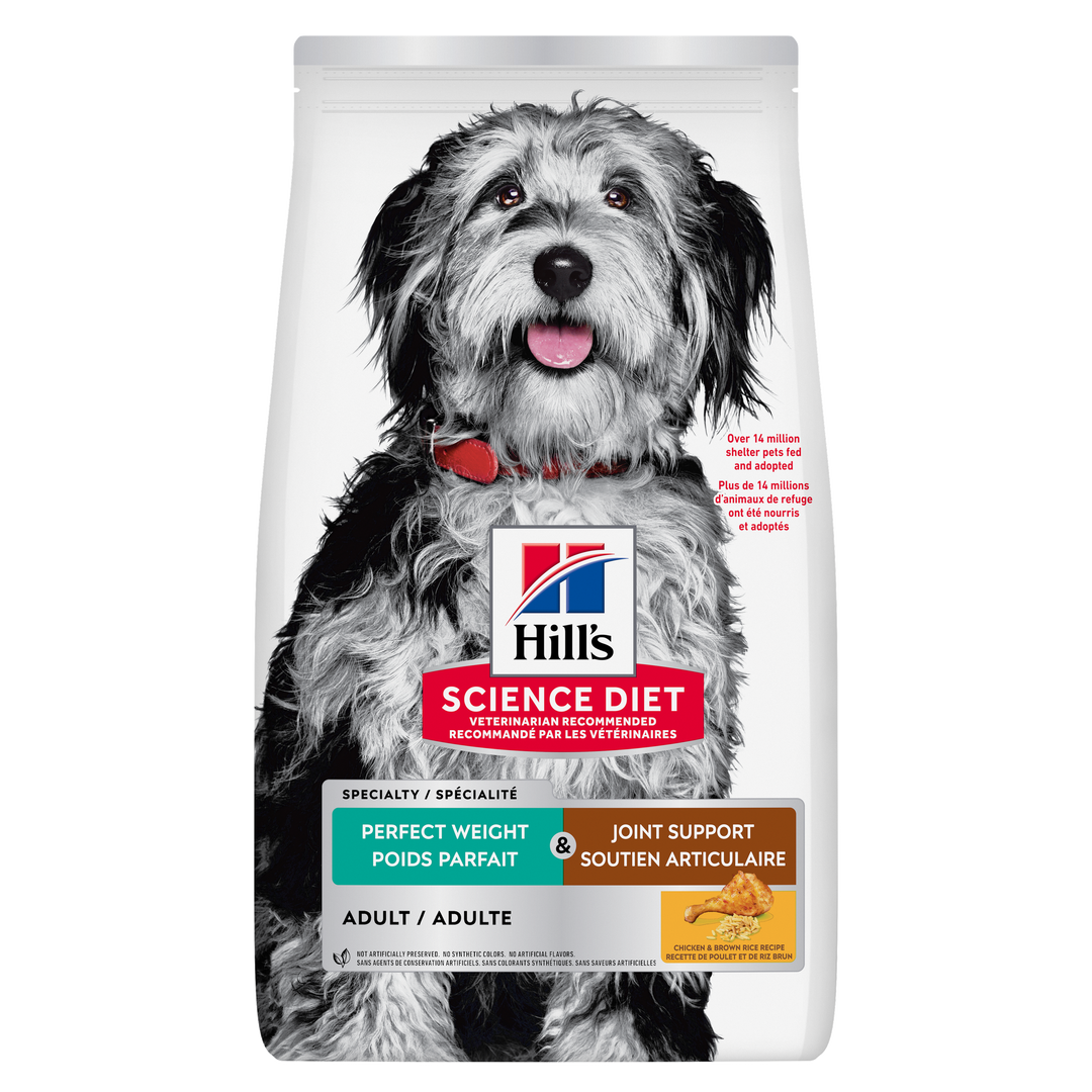 Hill's Science Diet - Poids Parfait et Soutien Articulaire (Perfect Weight & Joint), Poulet et Riz Brun - Nourriture Sèche pour Chiens Adultes