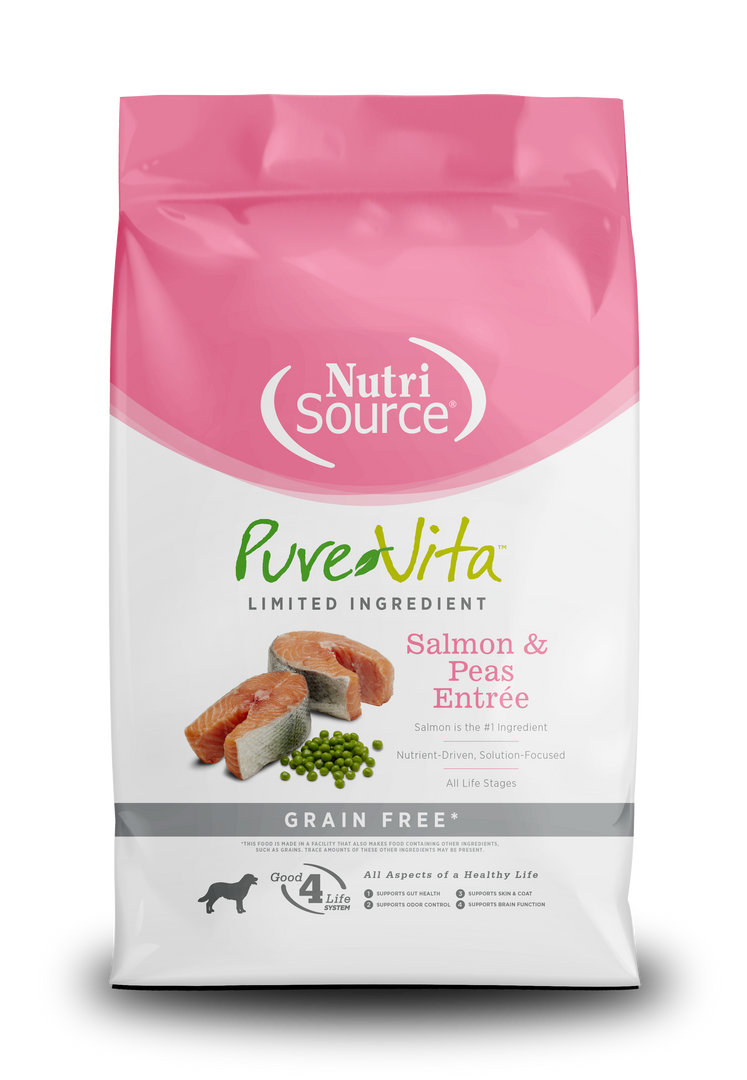 NutriSource PureVita - Chien Saumon et Pois - Nourriture Sèche à Ingrédients Limités Sans Grains pour Chiens