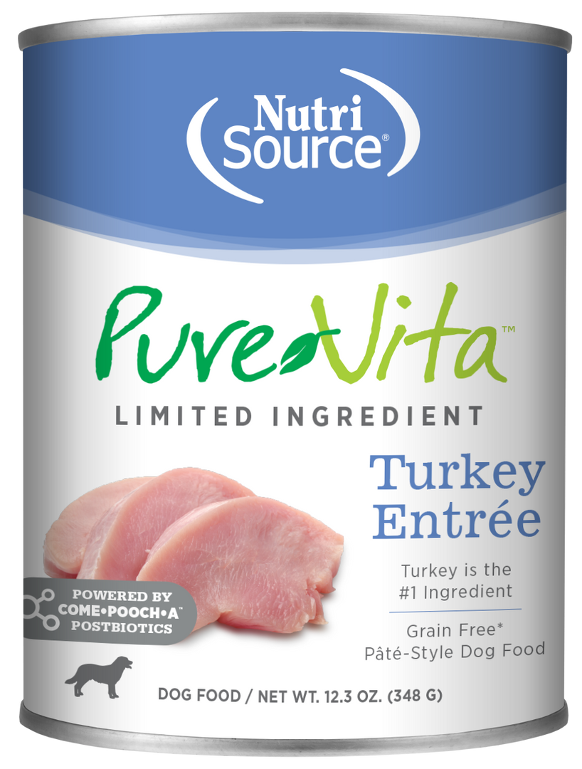 NutriSource PureVita - Chien Pâté de Dinde à Ingrédients Limités - Nourriture Humide Sans Grains pour Chiens