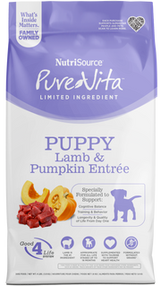 NutriSource PureVita - Chiot Agneau et Citrouille - Nourriture Sèche à Ingrédients Limités Sans Grains pour Chiens