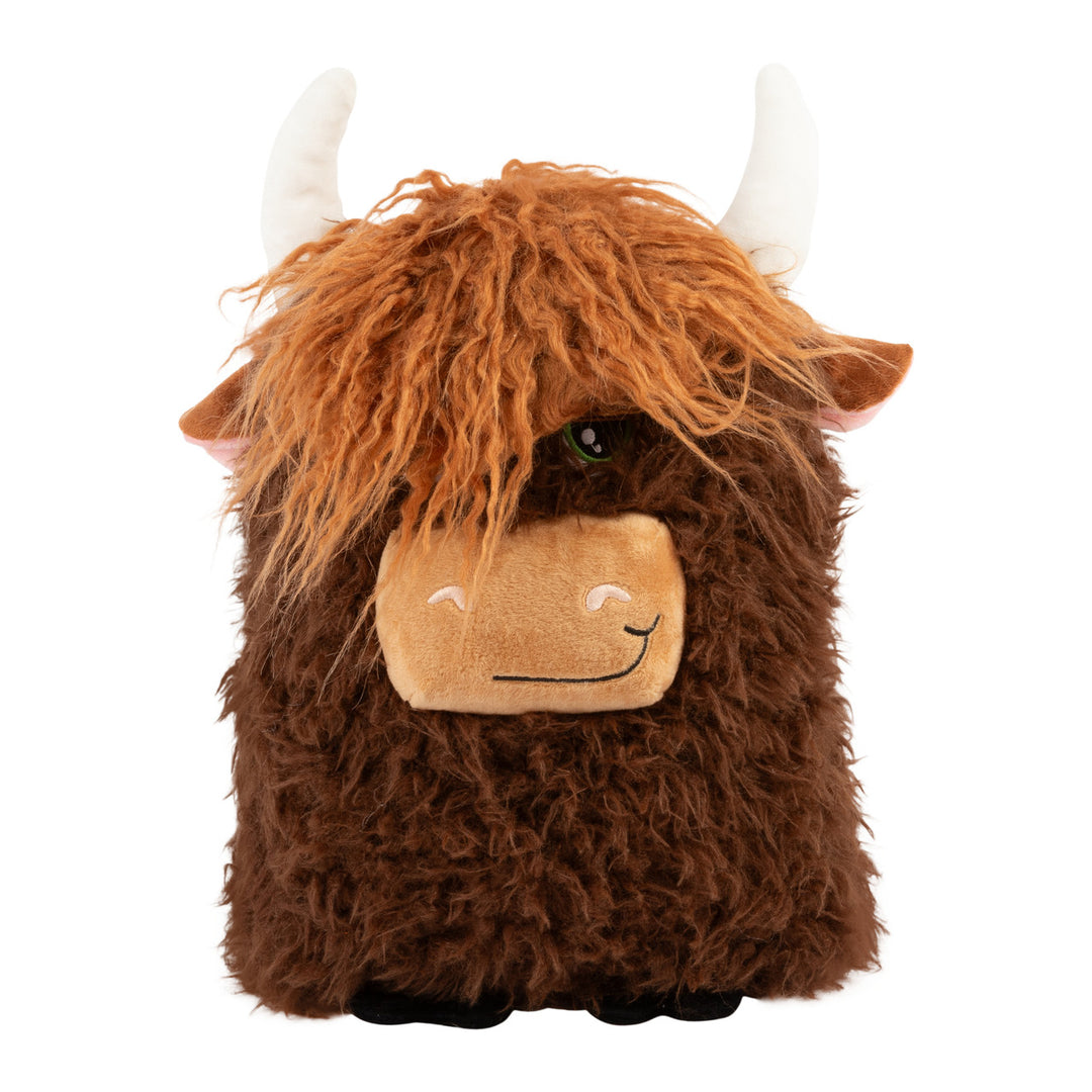 Kong - Comfort Jumbo Vache Highland - Jouet Interactif en Peluche avec Couineur pour Chiens