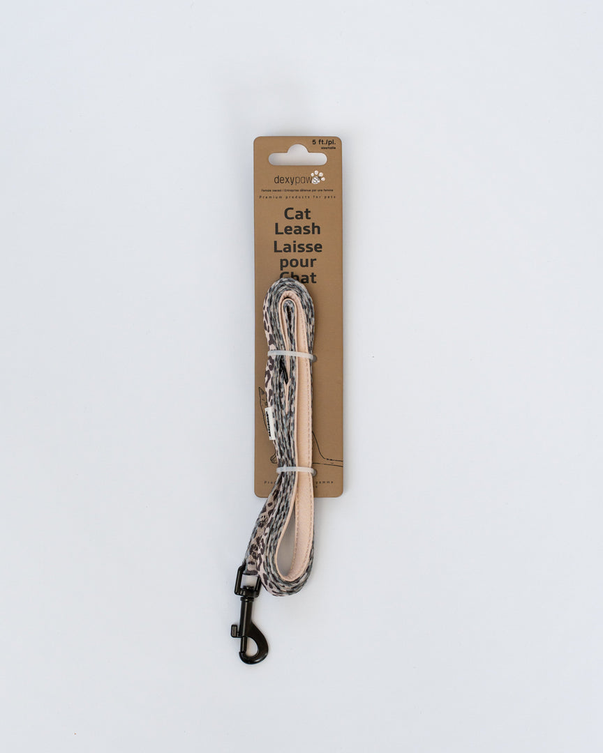 DEXYPAWS Chat Laisse Polyester Motifs Léopard 5'