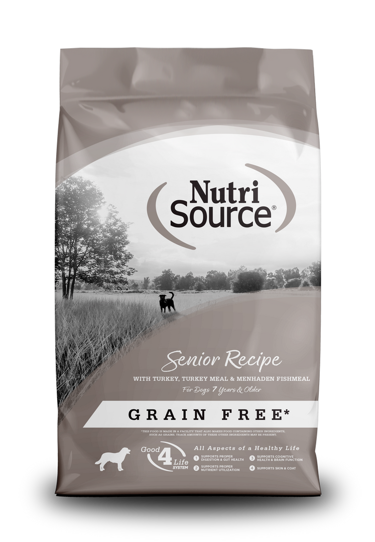 NutriSource - Chien Sénior Dinde et Poisson Blanc - Nourriture Sèche Sans Grains pour Chiens Âgés
