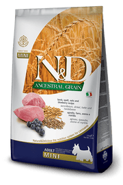 Farmina N&D Grains Ancestraux - Agneau, Épeautre, Avoine et Myrtille - Nourriture Sèche pour Chiens de Petites Races