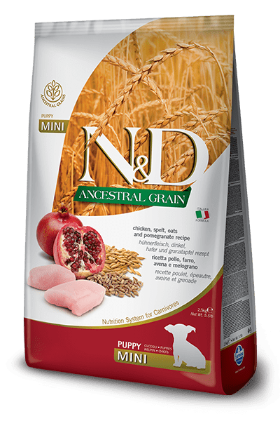 Farmina N&D Grains Ancestraux - Chiot Petite Race Poulet et Grenade - Nourriture Sèche pour Chiens