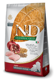 Farmina N&D Grains Ancestraux - Poulet, Épeautre, Avoine et Grenade - Nourriture Sèche pour Chiots Moyennes et Grandes Races