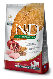 Farmina N&D Grains Ancestraux - Poulet, Épeautre, Avoine et Grenade - Nourriture Sèche pour Chiens de Moyennes et Grandes Races