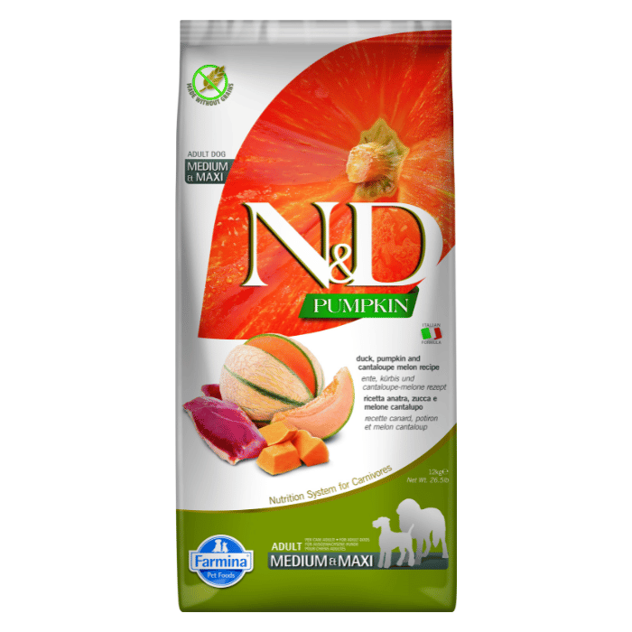 Farmina N&D Citrouille - Chien Moyenne et Grande Race Canard et Cantaloup - Nourriture Sèche Sans Grains pour Chiens