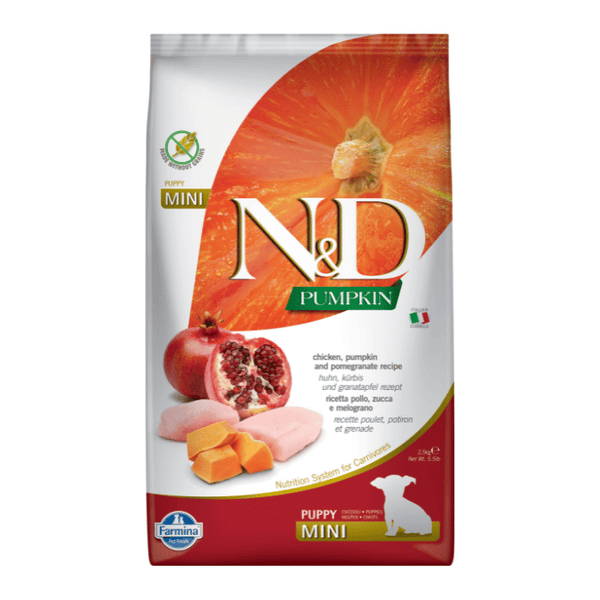 Farmina N&D Citrouille - Chiot Petite Race Poule et Grenade - Nourriture Sèche Sans Grains pour Chien