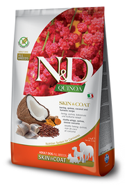 Famina N&D Quinoa - Peau et Pelage, Hareng - Nourriture Sèche Sans Grains pour Chiens Moyennes et Grandes Races