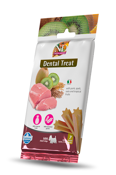 Farmina N&D Tropical Selection - Bâtons Dentaires Porc et Fruits Tropicaux - Gâteries pour Chiens de Petite Race