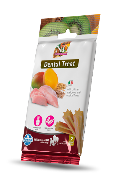 Farmina N&D Tropical Selection - Bâtons Dentaires Poulet et Fruits Tropicaux - Gâteries pour Chiens de M/G Race