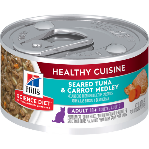 Hill's Science Diet Cuisine Santé - Ragoût de Thon Grillé et Carottes - Nourriture Humide pour Chats Adultes 11+ Ans