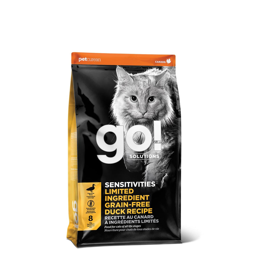 Petcurean Go! Solutions Sensitivities - Canard - Nourriture Sèche Sans Grains à Ingrédients Limités pour Chatsde Tous Stades de Vie