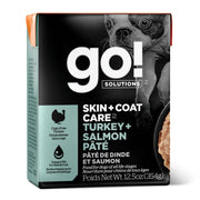 Petcurean Go! Solutions - Chien Soins Peau et Pelage, Pâté de Dinde et Saumon - Nourriture Humide pour Chiens en Tetra Pak