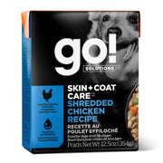 Petcurean Go! Solutions - Chien Soins Peau et Pelage, Poulet Éffiloché - Nourriture Humide pour Chiens en Tetra Pak