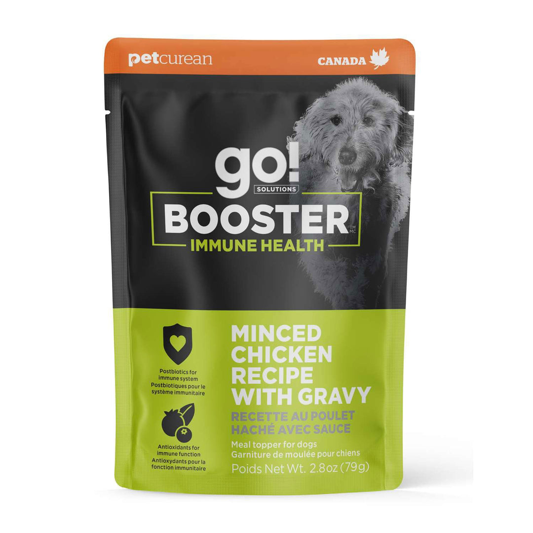 Petcurean Go! Solutions Booster - Santé Immunitaire - Poulet Haché avec Sauce - Complément Alimentaire pour Chiens Adultes en Sachet