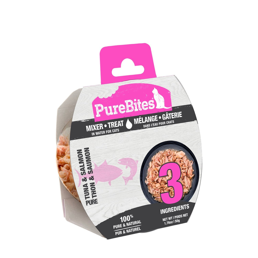 PureBites - 100% Pur Thon et Saumon - Complément Alimentaire dans l'Eau pour Chats