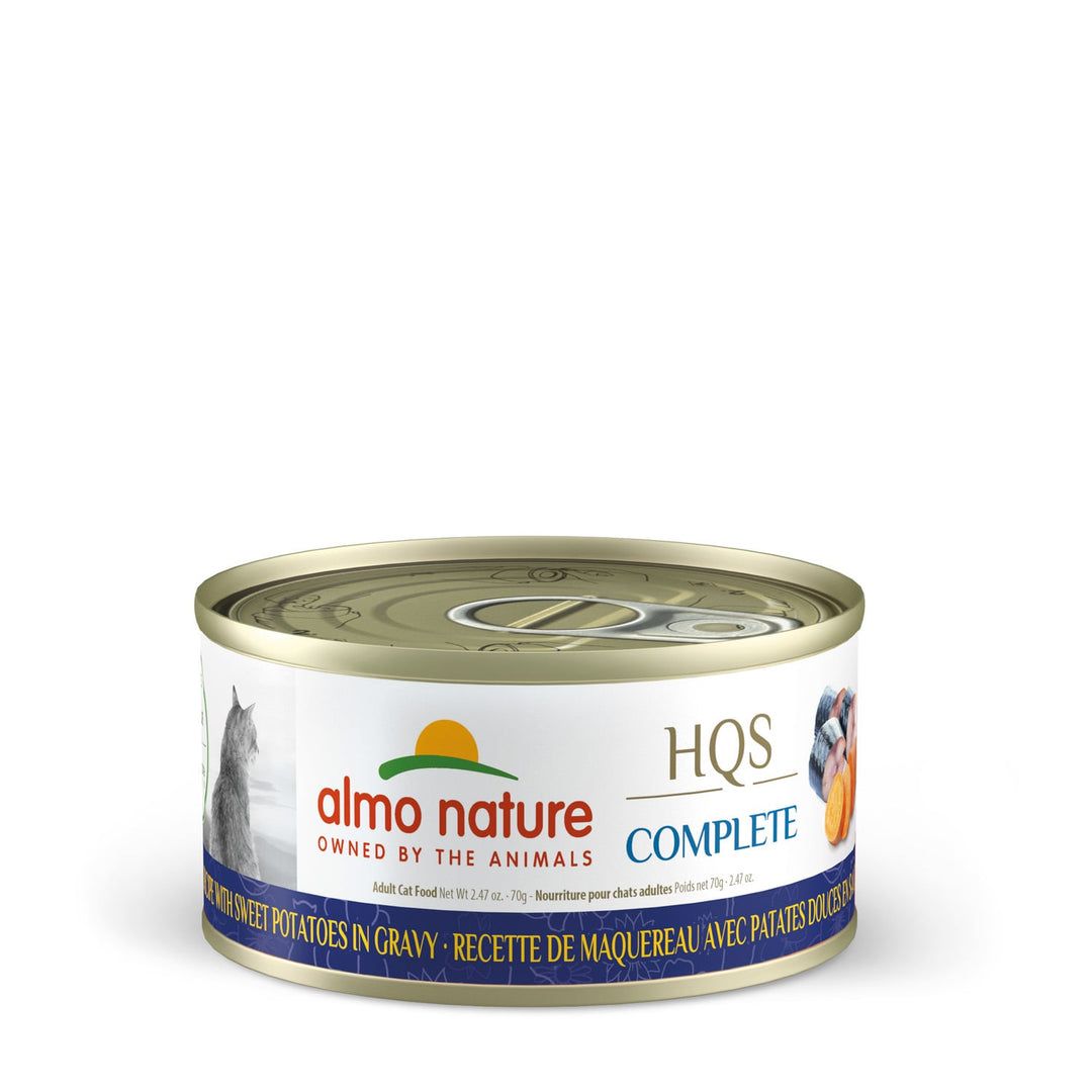 Almo Nature HQS Complete - Maquereau et Patates Douces en Sauce - Nourriture Humide pour Chats Adultes