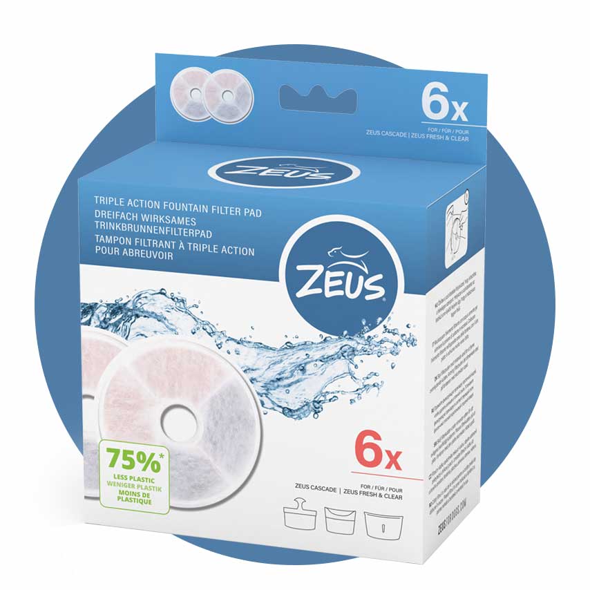 Zeus - Tampons Filtrants à Triple Action Sans Cadre - Filtres d'Abreuvoir pour Chiens
