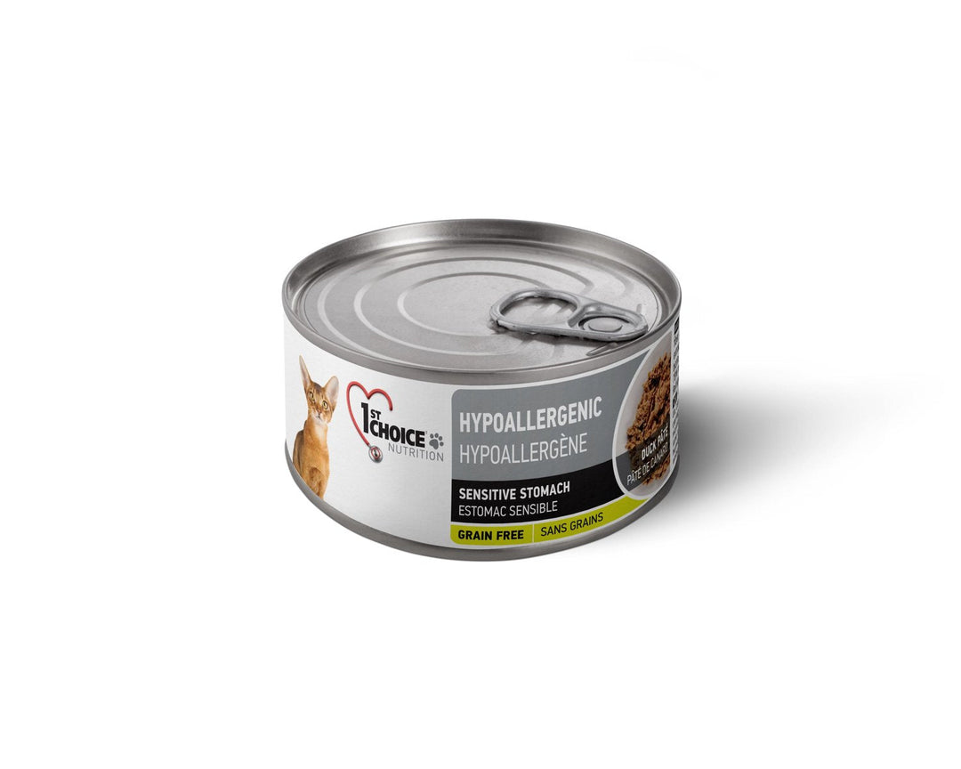 1st Choice - Hypoallergène - Estomac Sensible - Pâté de Canard - Nourriture Humide Sans Grains pour Chats Adultes