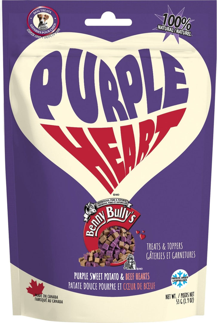 Benny Bully's - Purple Heart, Patate Douce Japonaise et Coeur de Boeuf - Gâteries Lyophilisées pour Chiens