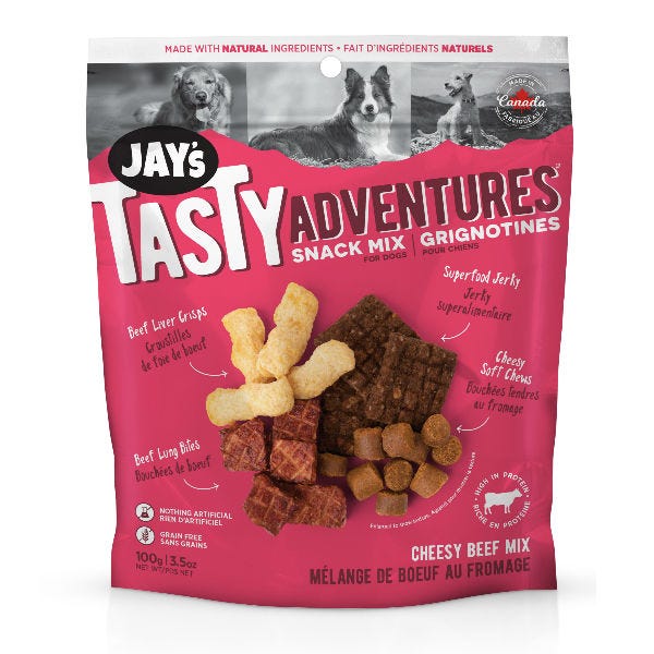 Jay's Tasty Adventures - Grignotines Boeuf et Fromage - Gâteries Déshydratées pour Chiens