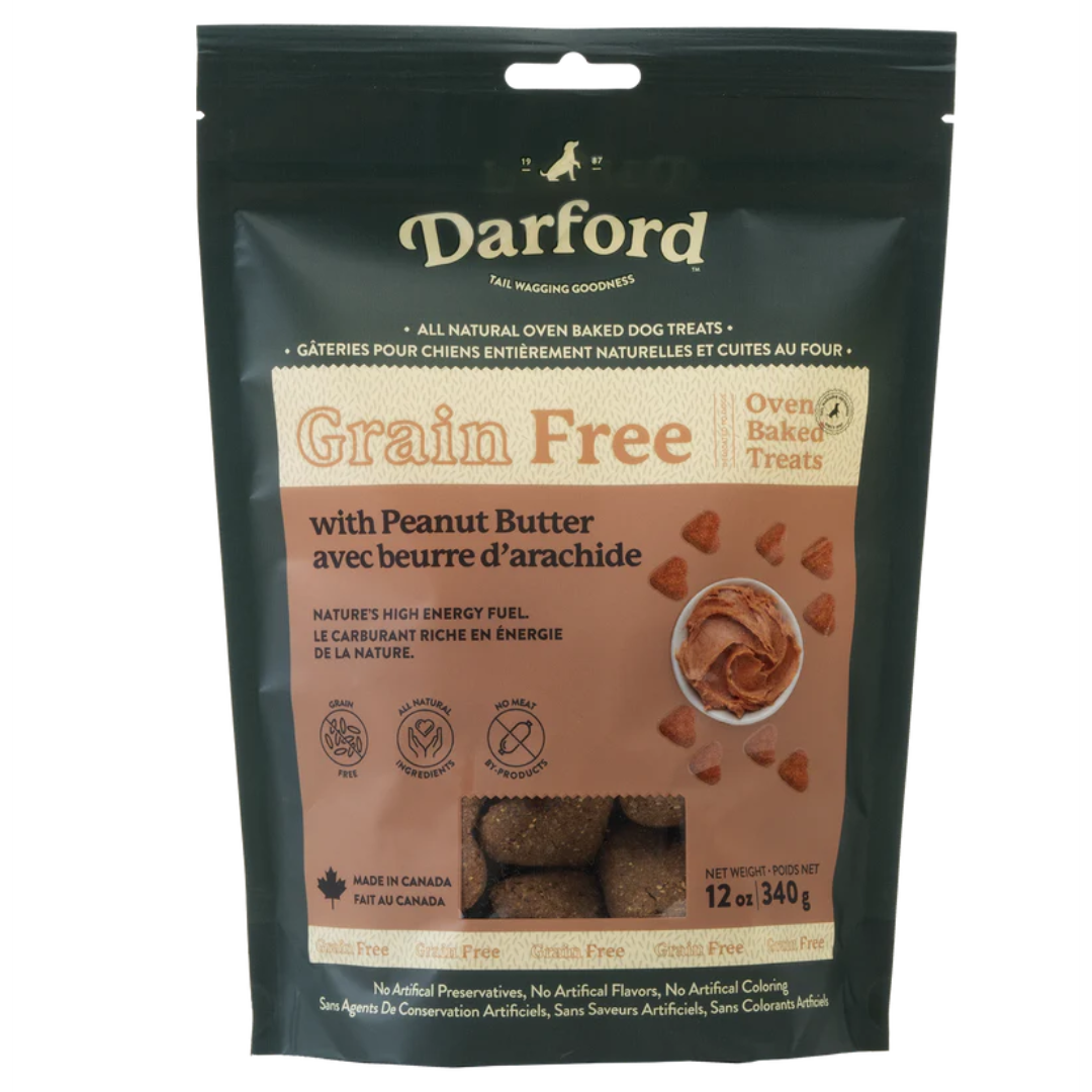 Darford Grain Free - Mini Coeurs au Beurre d'Arachide - Biscuits Sans Grains Cuits au Four pour Chiens