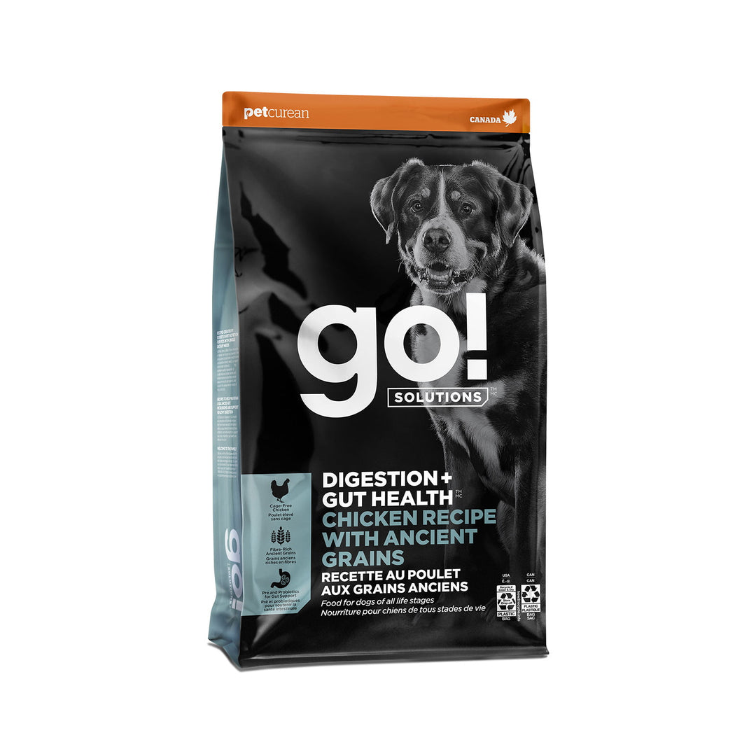 Petcurean Go! Solutions - Chien Digestion + Santé Intestinale Poulet avec Grains Anciens  - Nourriture Sèche pour Chiens