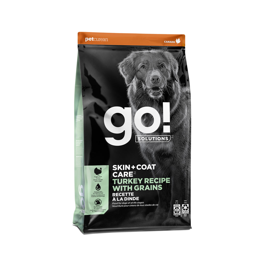 Petcurean Go! Solutions - Chien Soins Peau & Pelage Dinde - Nourriture Sèche avec Grains pour Chiens