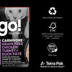 Voir l’image dans la galerie, Petcurean Go! Solutions Carnivore - Chat Pâté de Poulet, Dinde et Canard - Nourriture Humide Sans Grains pour Chats en Tetra Pak