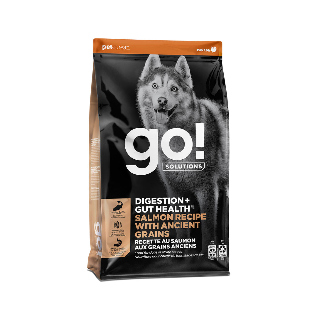 Petcurean Go! Solutions - Digestion + Santé Intestinale, Saumon - Nourriture Sèche avec Grains Anciens pour Chiens