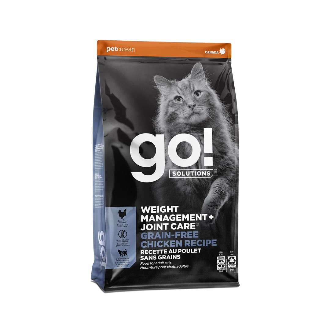 Petcurean Go! Solutions - Chat Gestion du Poids + Soins des Articulations Poulet - Nourriture Sèche Sans Grains pour Chats