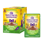 Wellness Appetizing Entrees - Mousse de Poulet & Dinde avec Bouillon - Nourriture Humide Sans Grains pour Chats