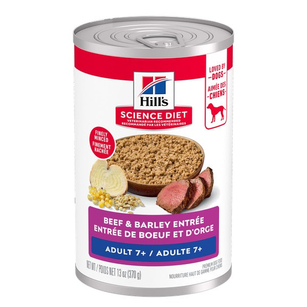 Hill's Science Diet - Chien Senior 7+ Entrée de Boeuf et Orge - Nourriture Humide pour Chiens