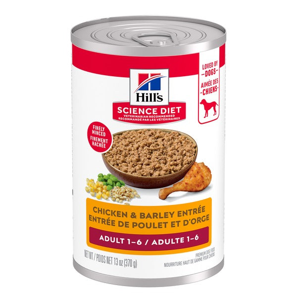 Hill's Science Diet - Chien Adulte Entrée de Poulet et Orge - Nourriture Humide pour Chiens