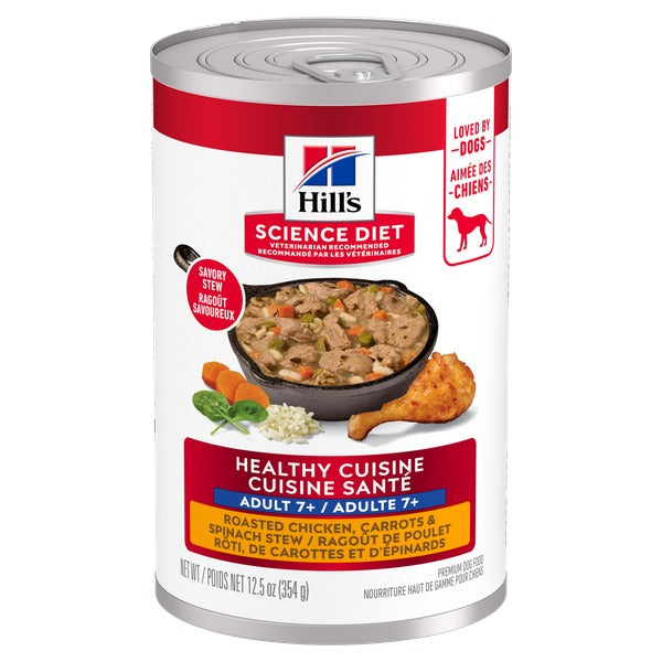 Hill's Science Diet Cuisine Santé - Ragoût de Poulet Rôti, Carottes et Épinards - Nourriture Humide pour Chiens Adultes 7+ Ans