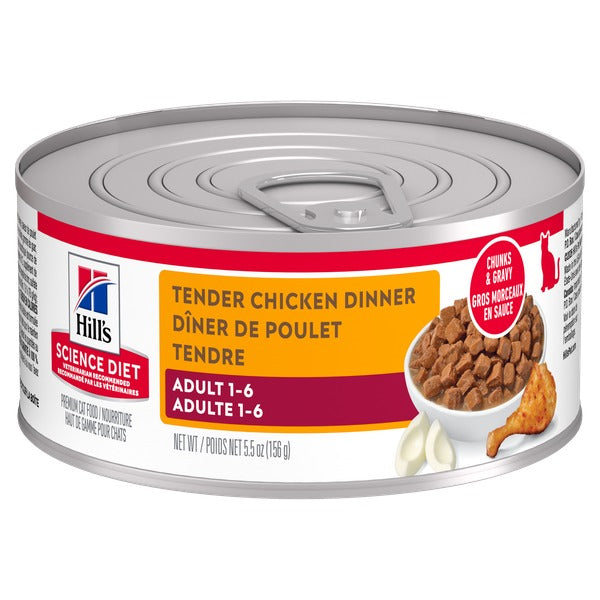 Hill's Science Diet - Dîner de Poulet Tendre en Sauce - Nourriture Humide pour Chats Adultes 1-6 Ans