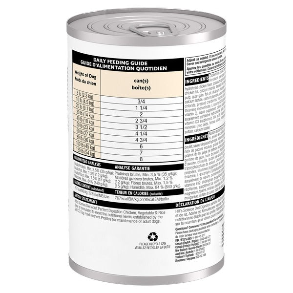 Hill's Science Diet - Digestion Parfaite - Ragoût de Poulet, Légumes et Riz - Nourriture Humide pour Chiens Adultes 1-6 Ans