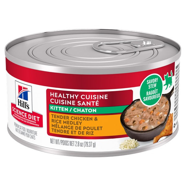 Hill's Science Diet Cuisine Santé - Ragoût de Poulet Tendre et Riz - Nourriture Humide pour Chatons