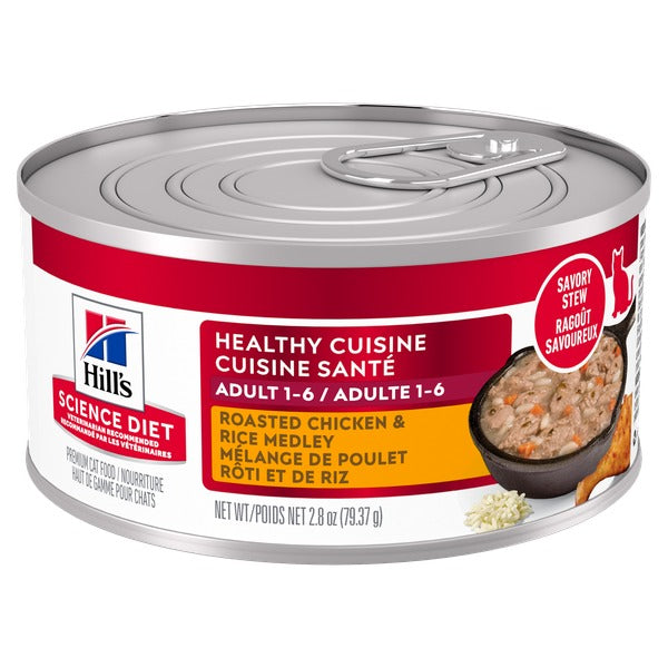 Hill's Science Diet Cuisine Santé - Ragoût de Poulet Rôti et Riz - Nourriture Humide pour Chats Adultes 1-6 Ans