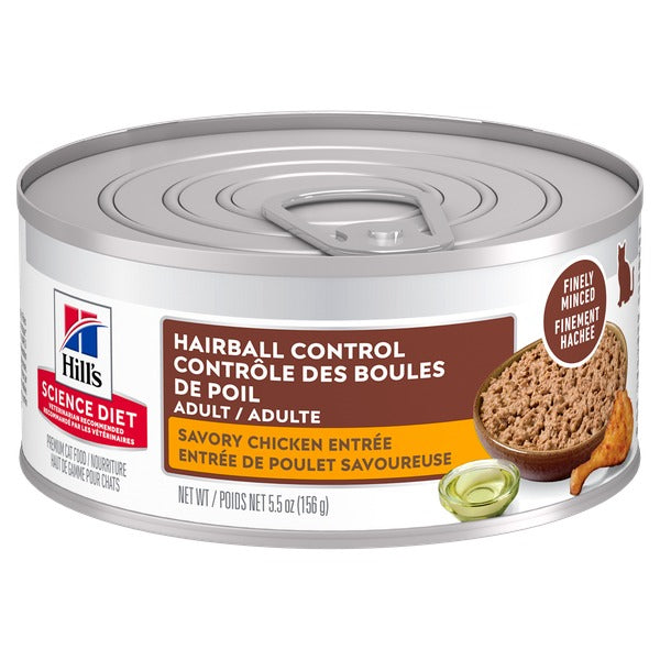 Hill's Science Diet - Contrôles des Boules de Poils - Entrée de Poulet Savoureuse - Nourriture Humide pour Chats Adultes