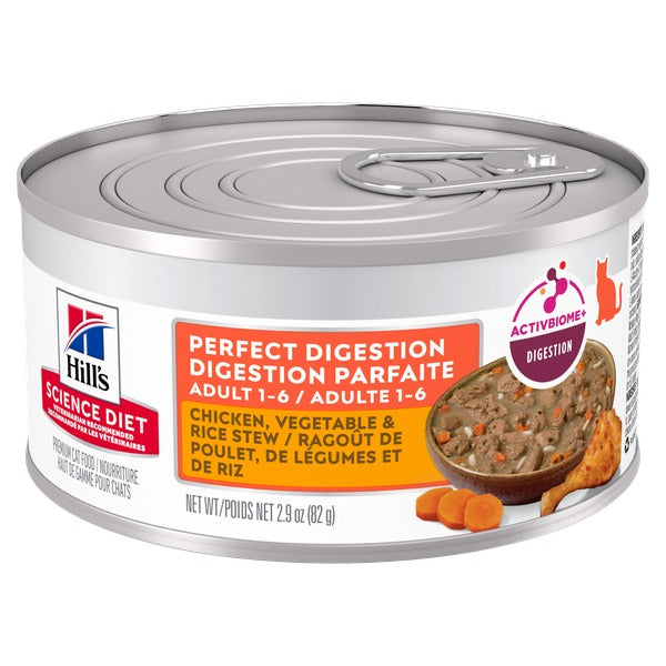 Hill's Science Diet - Sante Digestive - Ragoût de Poulet, Légumes et Riz - Nourriture Humide pour Chats Adultes 1-6 Ans
