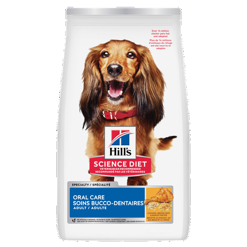 Hill's Science Diet - Soins Bucco-Dentaires (Oral Care), Poulet et Riz Brun avec Orge - Nourriture Sèche pour Chiens Adultes