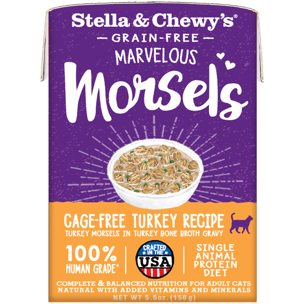 Stella & Chewy's Marvelous Morsels - Chat Morceaux de Dinde Élevé en Liberté dans un Bouillon - Nourriture Humide Sans Grains pour Chats en Tetra Pak