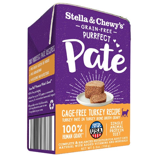 Stella & Chewy's Purrfect - Pâté de Dinde en Sauce au Bouillon d’Os de Dinde - Nourriture Humide Sans Grains pour Chats en Tetra Pak