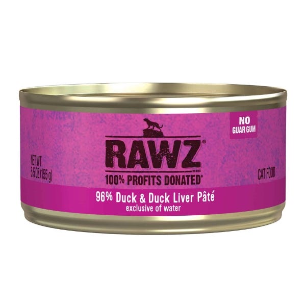 Rawz - Chat Pâté de 96% Canard et Foie de Canard - Nourriture Humide pour Chats