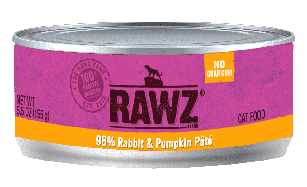 Rawz - Pâté 96% Lapin et Citrouille - Nourriture Humide pour Chats