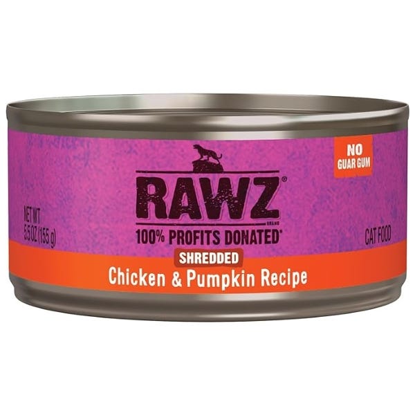 Rawz - Poulet et Citrouille Effilochés - Nourriture Humide Sans Grains pour Chats